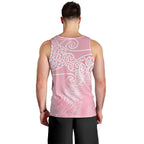 Aotearoa Maori Koru Curves Men Tank Top Silver Ferns - Rose Pink