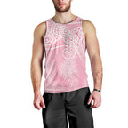 Aotearoa Maori Koru Curves Men Tank Top Silver Ferns - Rose Pink