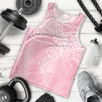 Aotearoa Maori Koru Curves Men Tank Top Silver Ferns - Rose Pink
