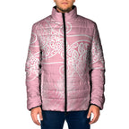Aotearoa Maori Koru Curves Padded Jacket Silver Ferns - Rose Pink