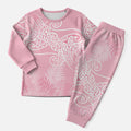 Aotearoa Maori Koru Curves Christmas Pajama Set Silver Ferns - Rose Pink