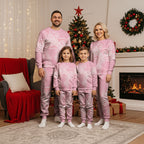 Aotearoa Maori Koru Curves Christmas Pajama Set Silver Ferns - Rose Pink