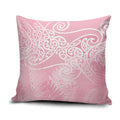 Aotearoa Maori Koru Curves Pillow Cover Silver Ferns - Rose Pink