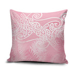 Aotearoa Maori Koru Curves Pillow Cover Silver Ferns - Rose Pink