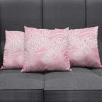 Aotearoa Maori Koru Curves Pillow Cover Silver Ferns - Rose Pink