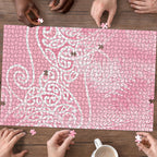 Aotearoa Maori Koru Curves Puzzle Silver Ferns - Rose Pink