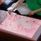Aotearoa Maori Koru Curves Puzzle Silver Ferns - Rose Pink
