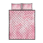 Aotearoa Maori Koru Curves Quilt Bed Set Silver Ferns - Rose Pink