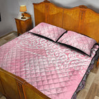 Aotearoa Maori Koru Curves Quilt Bed Set Silver Ferns - Rose Pink