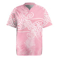 Aotearoa Maori Koru Curves Rugby Jersey Silver Ferns - Rose Pink