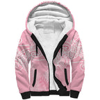 Aotearoa Maori Koru Curves Sherpa Hoodie Silver Ferns - Rose Pink