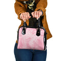 Aotearoa Maori Koru Curves Shoulder Handbag Silver Ferns - Rose Pink