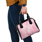 Aotearoa Maori Koru Curves Shoulder Handbag Silver Ferns - Rose Pink