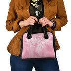 Aotearoa Maori Koru Curves Shoulder Handbag Silver Ferns - Rose Pink