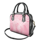 Aotearoa Maori Koru Curves Shoulder Handbag Silver Ferns - Rose Pink