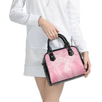 Aotearoa Maori Koru Curves Shoulder Handbag Silver Ferns - Rose Pink