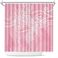 Aotearoa Maori Koru Curves Shower Curtain Silver Ferns - Rose Pink