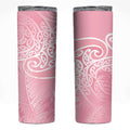 Aotearoa Maori Koru Curves Skinny Tumbler Silver Ferns - Rose Pink