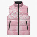 Aotearoa Maori Koru Curves Sleeveless Puffer Jacket Silver Ferns - Rose Pink