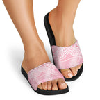 Aotearoa Maori Koru Curves Slide Sandals Silver Ferns - Rose Pink