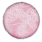 Aotearoa Maori Koru Curves Spare Tire Cover Silver Ferns - Rose Pink