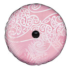 Aotearoa Maori Koru Curves Spare Tire Cover Silver Ferns - Rose Pink