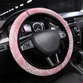 Aotearoa Maori Koru Curves Steering Wheel Cover Silver Ferns - Rose Pink