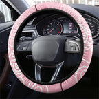 Aotearoa Maori Koru Curves Steering Wheel Cover Silver Ferns - Rose Pink