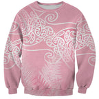 Aotearoa Maori Koru Curves Sweatshirt Silver Ferns - Rose Pink
