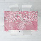 Aotearoa Maori Koru Curves Tablecloth Silver Ferns - Rose Pink