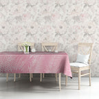 Aotearoa Maori Koru Curves Tablecloth Silver Ferns - Rose Pink