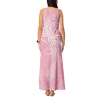 Aotearoa Maori Koru Curves Tank Maxi Dress Silver Ferns - Rose Pink