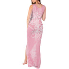 Aotearoa Maori Koru Curves Tank Maxi Dress Silver Ferns - Rose Pink
