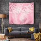 Aotearoa Maori Koru Curves Tapestry Silver Ferns - Rose Pink