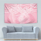 Aotearoa Maori Koru Curves Tapestry Silver Ferns - Rose Pink