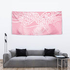 Aotearoa Maori Koru Curves Tapestry Silver Ferns - Rose Pink