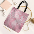 Aotearoa Maori Koru Curves Tote Bag Silver Ferns - Rose Pink