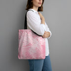 Aotearoa Maori Koru Curves Tote Bag Silver Ferns - Rose Pink