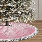 Aotearoa Maori Koru Curves Tree Skirt Silver Ferns - Rose Pink