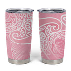 Aotearoa Maori Koru Curves Tumbler Cup Silver Ferns - Rose Pink