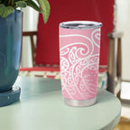 Aotearoa Maori Koru Curves Tumbler Cup Silver Ferns - Rose Pink