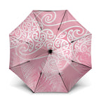 Aotearoa Maori Koru Curves Umbrella Silver Ferns - Rose Pink
