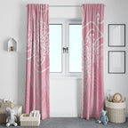 Aotearoa Maori Koru Curves Window Curtain Silver Ferns - Rose Pink