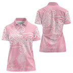 Aotearoa Maori Koru Curves Women Polo Shirt Silver Ferns - Rose Pink