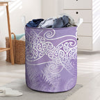 Aotearoa Maori Koru Curves Laundry Basket Silver Ferns - Amethyst