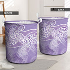 Aotearoa Maori Koru Curves Laundry Basket Silver Ferns - Amethyst