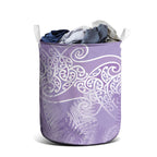 Aotearoa Maori Koru Curves Laundry Basket Silver Ferns - Amethyst