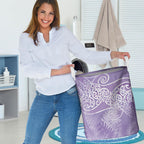 Aotearoa Maori Koru Curves Laundry Basket Silver Ferns - Amethyst
