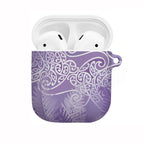 Aotearoa Maori Koru Curves AirPods Case Silver Ferns - Amethyst