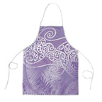 Aotearoa Maori Koru Curves Apron Silver Ferns - Amethyst